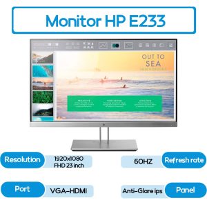 مانیتور استوک HP E233 سایز 23 FHD